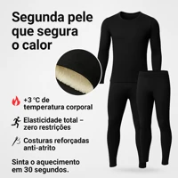 Imagem da promoção Conjunto Segunda Pele Térmica Flanelado Frio Intenso Preto Proteção Uv+50 Masculino Feminino Unissex