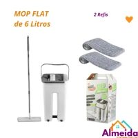 Imagem da promoção Rodo Mop Flat Limpa e Seca Cabo Com Balde 6 litros + 1 Refil