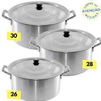 Imagem da promoção Kit 3 Caldeirão Panela Grande Industrial Alumínio Hotel Restaurante Bar Buteco Feijoada Sopa Panela