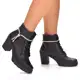 Coturno Feminino Bota Salto Alto Plataforma Preto Brilho Strass Cadarço Enfeite Removível Tendencia em oferta