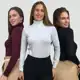 Kit 3 Blusas De Frio Feminina Cacharrel Tricô Manga Longa Botão Elastano Lã em oferta