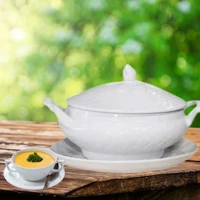 Imagem da promoção Sopeira Branca Com Tampa 2.8l Em Cerâmica Para Feijoada Caldos Cor Branco