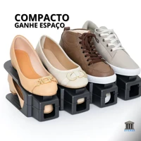 Imagem da promoção 10 Organizadores De Sapato E Tênis - Preto Com Regulagem