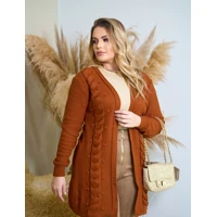 Imagem da promoção Casaco cardigan Aberto Manga Longa tranças Tricô Inverno