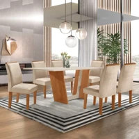 Imagem da promoção Conjunto Sala de Jantar Mesa Tampo Dakota Plus 160x80cm com 6 Cadeiras Luisa Yescasa Cinamomo/Off Wh