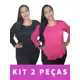 Kit 2 Blusa Feminina Plus Size Manga Longa Tapa Bumbum Frio Sobre Legging Academia Mullet em oferta