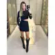 Vestido feminino Com Recorte de manga longa elegante plissado no Suplex em cor sólida para o inverno em oferta