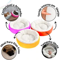 Imagem da promoção Caminha Redonda Pets Sherpa para Cães e Gatos Macia 50x50 cm Quente Confortável Cama Pet Com Pelinho