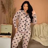 Imagem da promoção Pijama Feminino Americano Comprido Inverno Com Botões Calça e Blusa Malha