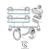 Imagem da promoção Kit Acessóriso Porta Shampoo Banheiro Inox 5 Peças + 2 Porta Shampoo Xampu Reto Inox