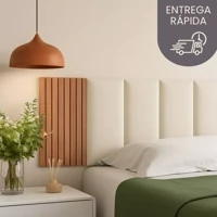Imagem da promoção Kit 9 Peças Cabeceira Estofada + Ripado Premium Modular Cama Box Completo
