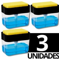Imagem da promoção Kit 3 Dispenser de Detergente | Porta Sabão Líquido com Suporte Para Bucha e Esponja Limpeza Cozinha