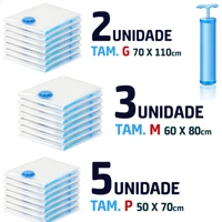 Imagem da promoção Pack 10 Saco Vacuo Viagem Vac Bag Organizador inclui Bomba com 5p 3m 2g