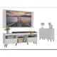 Conjunto Sala de Estar Rack + Painel TV 65" e Aparador Retrô Sofia Multimóveis Branco/Preto em oferta