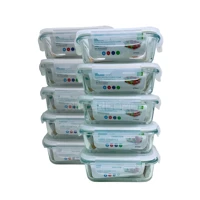 Imagem da promoção Kit 10 Potes de Vidro 370ml Hermético Marmita Fit com Tampa 4 Travas