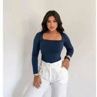 Imagem da promoção Blusa SUPLEX feminina Manga Longa Gola Quadrada Moda Inverno