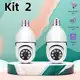 Kit 2 Câmeras de segurança a Prova D'água sem fio gira 360 com app Yousee full HD visão notturna em oferta