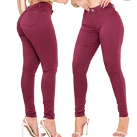 Imagem da promoção Calça Skinny Vinho Feminina Com Elastano Jeans Premium Lycra Modeladora Levanta Bumbum Cintura Alta