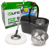 Imagem da promoção Mop Com Centrifuga Inox Com Refil de Microfibra e Cabo em Inox 8 Litros Mopi