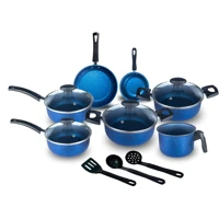 Imagem da promoção Conjunto Jogo de Panelas Azul Teflon 10 Pçs Antiaderente Tampa de Vidro Atenas