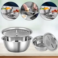 Imagem da promoção Kit 4 Em 1 Ralador Fatiador Bacia Inox Tigela Saladeira