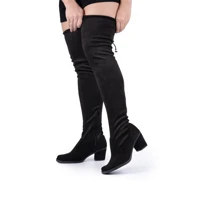 Imagem da promoção Bota Over Feminina Domidona Salto Curto The Knee Cano Alto Ate A Coxa