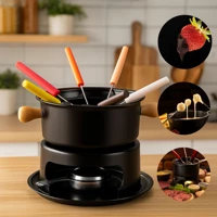 Imagem da promoção Kit Aparelho de Fondue 12 Peças Preto Chocolate e Queijo 6 Pessoas