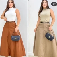 Imagem da promoção SAIA RODADA LONGA FEMININA ALFAIATARIA MODA EVANGÉLICA CASUAL BÁSICA INVERNO CINTURA ALTA ELEGANTE T