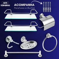 Imagem da promoção Kit Acessórios para Banheiros 5 peças + 2 Porta Shampoo Reto