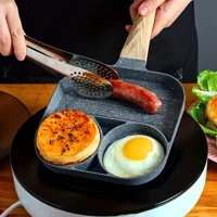 Imagem da promoção Frigideira Antiaderente 3 Partes Ovo Hambúrguer Alça Madeira