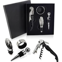 Imagem da promoção Conjunto de Acessórios para Vinho, 4 Peças, com Tampa Abridor Saca Rolhas Salva Gotas Aerador com Ca