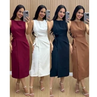 Imagem da promoção Vestido Feminino Alfaiataria Midi com Amarração Lateral Elegante | PMG