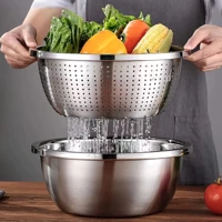Imagem da promoção Escorredor De Arroz Inox Legumes Frutas Multiuso Cozinha Alça Coador Peneira Drenagem Inoxidável 30c
