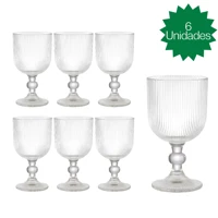 Imagem da promoção Jogo 6 Taça Diamante Copo Vidro Transparente Graffiato 400ml