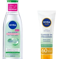 Imagem da promoção NIVEA Kit Água Micelar Solução de Limpeza 7 em 1 Efeito Matte 200ml + NIVEA Sun UV Face Controle de