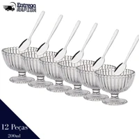 Imagem da promoção Kit 12 Peças Taças de Sobremesa 200ml com Colheres em Inox – Vidro Resistente – Ideal para Sorvetes,
