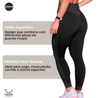 Imagem da promoção Calça Legging Fitness Sem Costura Canelada Poliamida Academia Fitness Sport Caminhada Push Up Selene