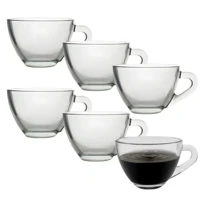 Imagem da promoção Kit 4 Xicara Caneca Copo De Vidro Transparente Café Chá Cappuccino Alça 90ml - CASAMBIENTE