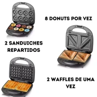 Imagem da promoção 3 Em 1 Portátil Sanduicheiras Waffle Donuts Fast Antiaderente 110V/220V