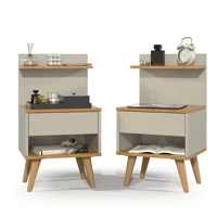 Imagem da promoção KIT 2 Mesa De Cabeceira Com Gaveta Criado Para Quarto Prateleira Superior Industrial Modelo Sleep
