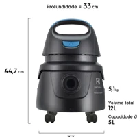 Imagem da promoção Aspirador de Pó e Água Electrolux 1400W Rodas 360° Preto e Azul