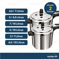 Imagem da promoção KIT COM 2 PANELAS DE PRESSÃO ASJ ALUMINIO POLIDA VÁRIOS KITS + ENVIO RÁPIDO