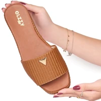 Imagem da promoção Tamanco Feminino Flat Sandália Flatform Chinelo Brilho Confortável Juta Original Olzzy Promoção