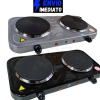 Imagem da promoção Fogão Fogareiro Elétrico Portátil Camping Inox 2 Bocas 2000W Cooktop 5 Temperaturas Qualquer Panela