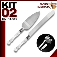 Imagem da promoção Kit 2 Peças Espátula e Faca para Bolo em Aço Inox Cristal | Cozinha, Restaurantes e Doceria
