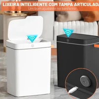 Imagem da promoção 15L Lixeira Sensor Automática Inteligente de Banheiro Cozinha Escritório
