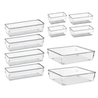 Kit 10 Organizador Multiuso Modular Gaveta Acrilico Rebirth Cor Cristal em oferta