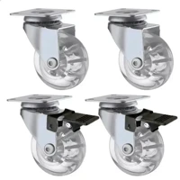 Kit 4 Rodinhas Para Moveis Rodízio Roda 50mm Silicone Reforçada Giratória Com Trava 2 Polegadas Com  em oferta