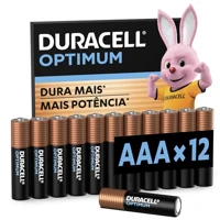 Duracell Pilhas Optimum AAA Palito Pack 12 Unidades – Dura Mais – Para Controle de Videogame e Brinq em oferta