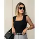 Blusa Regata Feminino Decote Quadrado Alça Grossa Casual em oferta